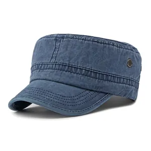 Gorra militar clásica de algodón lavado azul marino con diseño vintage transpirable