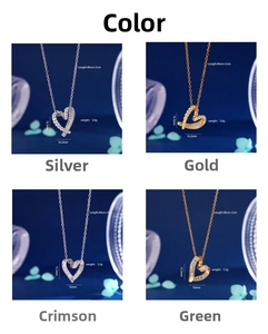 Tableau des tailles pour colliers à pendentif cœur avec détails sur le poids et la longueur