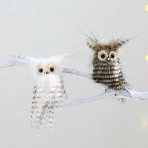 Realistic Plush Owl Ornament Hanging Christmas Tree Decoration Artificial Fur Simulated Animal Bird For Holiday Home Decor