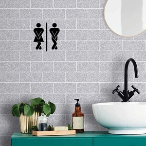 Waterproof frosted black PVC toilet door sign showing universal male and female symbols