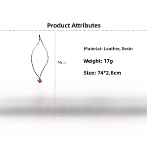 Detailed size specifications of strawberry resin pendant necklace with leather cord