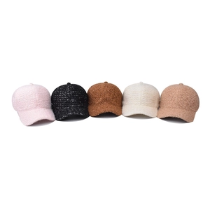 Winter fleece baseball caps for women in five colors showing plush sherpa texture