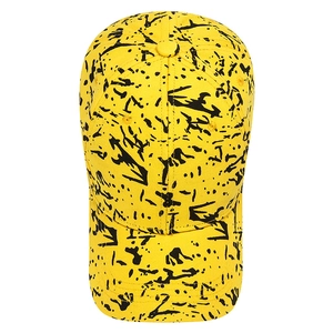 Street style yellow cotton baseball cap with black graffiti paint splatter pattern