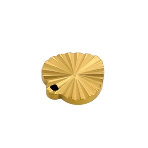 Detailed view of fan-shaped gold stainless steel pendant with radial texture for DIY jewelry