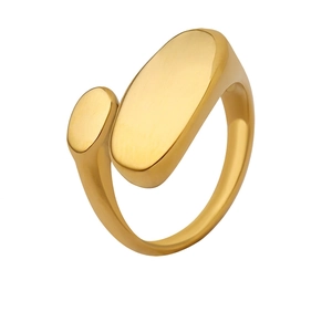 Minimalist Irregular Geometric Open Ring Titanium Steel 18k Gold Plated Adjustable Aesthetic Jewelry For Women
