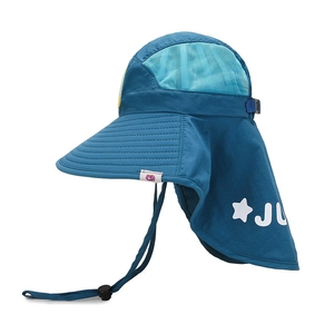 Kids quick-dry sun hat with neck flap and breathable mesh in dark blue for outdoor