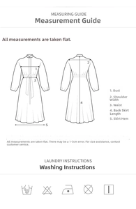 Detailed size guide and washing instructions for the summer chiffon pleated maxi dress