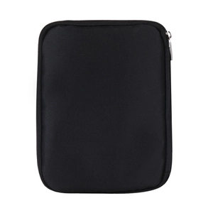 Minimalist black fabric organizer bag for Apple Watch straps with a silver metal zipper