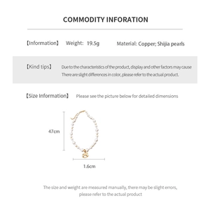 Detailed view of pearl necklace with gold horse pendant including size and weight specs