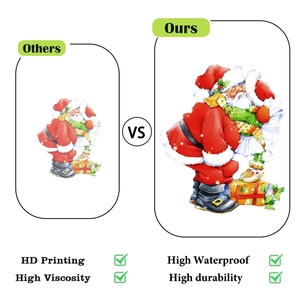 Comparison showing high-definition printing and waterproof Santa Claus toilet sticker quality