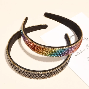 Sparkly Rhinestone Headband Fashion Wide Fabric Hair Band Women Elegant Padded Hair Accessory