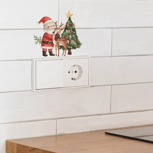 Cartoon Santa Claus and reindeer wall stickers for home switch decoration