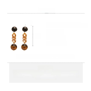 Detailed size specifications for resin chain earrings with artificial tiger eye stone