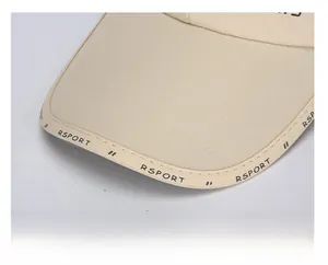 Detailed macro view of reinforced baseball cap brim with RSPORT athletic lettering