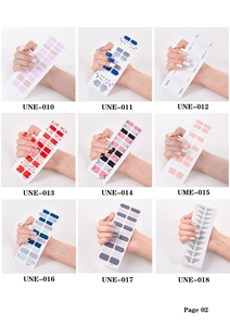 Detailed catalog of self-adhesive nail stickers in varied glitter and marble patterns