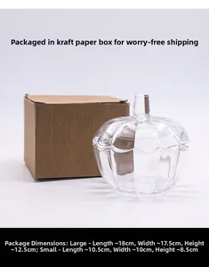 Detail view of pumpkin glass bowl packaging sizes for large and small storage containers