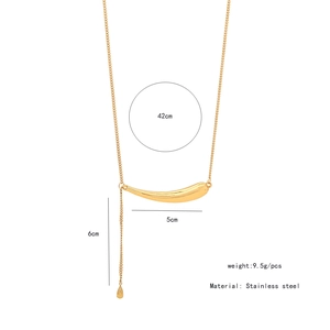 Size detail of geometric stainless steel double-layer necklace with dimensions and weight
