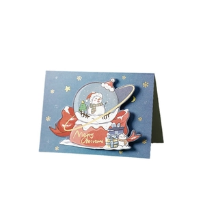 Creative 3D Christmas card with snowman and gift box on a clean white background