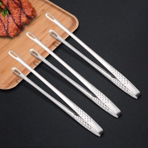 BBQ Food Tongs SUS 304 Stainless Steel Non-Slip Heat Resistant Kitchen Grilling Tongs For Buffet Steak Bread