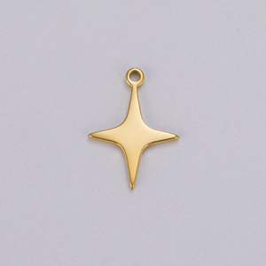 Polished gold four-point star pendant charm showing top bail detail and metallic finish