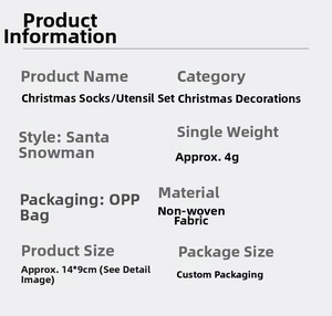 Detailed size chart for Santa and Snowman mini Christmas stocking cutlery holders