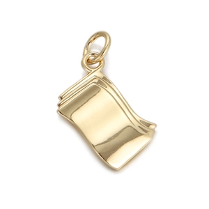 Detailed close-up of 18K gold-plated scroll pendant with polished mirror finish surface