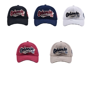 Vintage gewaschene Baumwoll-Baseballkappen in fünf Farben mit Orlando-Stickerei und Used-Look