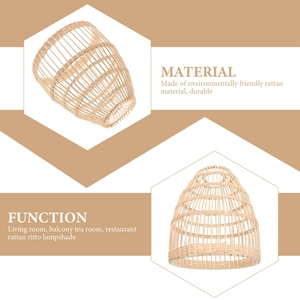 Modern hand-woven rattan lampshade in natural beige for Nordic minimalist interior lighting