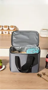 Detail view of large capacity insulated lunch bag with thick aluminum foil lining