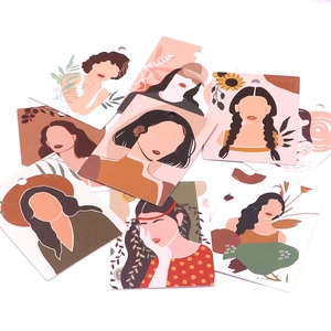 Artistic paper display cards for jewelry featuring abstract female illustrations with top holes