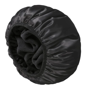 Dreilagige Wasserdichte Duschhaube Satin Wiederverwendbare Bademütze Mit Mikrofaserfutter Elastisch Für Den Haarschutz Erwachsene