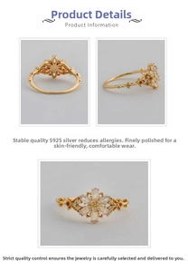 Detailed views of S925 silver 14K gold plated ring with star-shaped tanzanite zircon