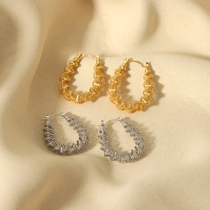 French vintage spiral hollow stud earrings in gold and silver plated stainless steel