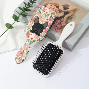 Floral French Bulldog patterned air cushion massage hairbrush set for home use