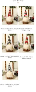 Size display of 17cm Christmas gnome ornaments with plush hats and wooden bases