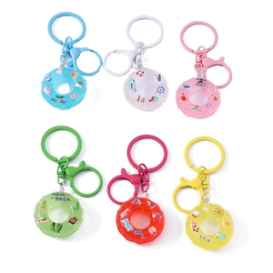 Creative lifebuoy keychains in various transparent colors with metal rings and hooks