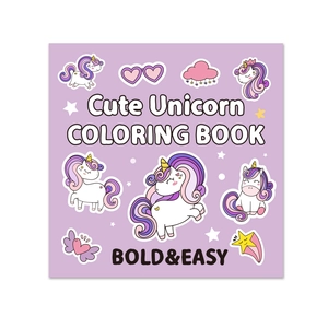 Cute Unicorn Coloring Book for kids with 40 bold and easy pages of cartoon rainbow horses