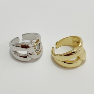 Minimalist S925 sterling silver irregular wide knot open rings in gold and silver finish