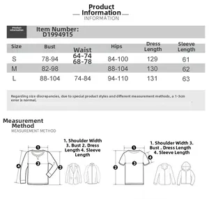 Detailed size chart for sexy off-shoulder long sleeve maxi dress including S M L measurements