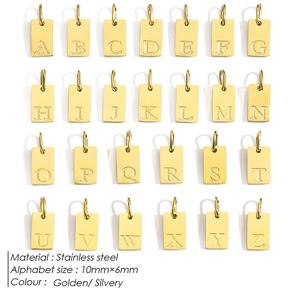 Set completo A-Z de 26 colgantes de alfabeto de acero inoxidable dorado para joyas DIY