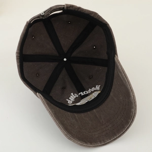 Kids vintage washed cotton baseball cap in charcoal grey with motor embroidery