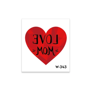 Tatouage temporaire pour enfants avec cœur rouge et texte Love Mom pour fête des mères