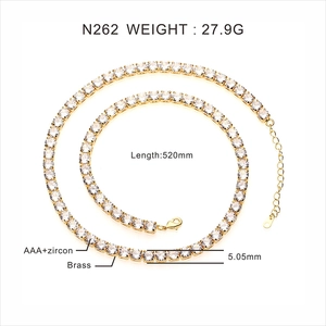 Detail showing 5mm gold hip hop tennis chain with AAA+ zircon stones and dimensions