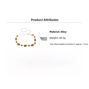Detailed specs of the vintage golden oval link belt with a length of 112cm and weight 68.5g