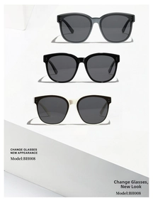 Close-up of stylish TR90 square sunglasses featuring silver rivet details on the frame