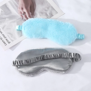 Plush and silk-like sleep mask set in sky blue and gray for comfortable blackout shade