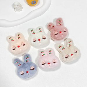 Cute plush rabbit doll accessories with cherry embroidery and sleepy eyes in diverse colors