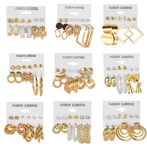 Vintage Alloy Earrings Jewelry Imitation Artificial Pearl Rhinestone Geometric Butterfly Heart Stainless Steel Earring Post For Women
