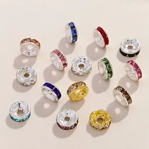 Alloy Rhinestone Spacer Beads Round Wheel Wavy Edge Colorful Crystals For DIY Bracelet Necklace Making Handmade