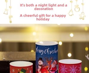 Detail of Christmas lantern night lights with festive Santa and snowman illustrations